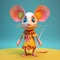 Cute, adorable, paper crafted mouse character.