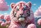 Cute and adorable pink tiger. Generative AI