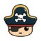 Cute and adorable pirate mascot. Vector illustration. Simple mascot