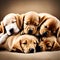 Cute adorable puppies asleep - ai generated image