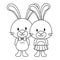 cute and adorable rabbits couple characters