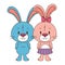 cute and adorable rabbits couple characters