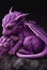 Cute adorable sleeping purple baby dragon