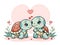 Cute adorable turtle couple love
