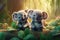 a cute adorable two baby koala in nature rendered in the style of children-friendly cartoon animation fantasy style created by AI