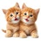 cute and adorable young orange kittens on white