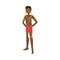 Cute african aboriginal boy with red shorts with traditional jewelry