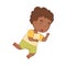 Cute African American Boy Tumbling Over and Stumbling While Running and Rushing at Full Speed Vector Illustration