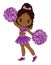 Cute African American Cheerleader Dancing with Pom Poms. Vector Black Cheerleader