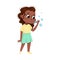 Cute African American Girl Blowing Soap Bubbles, Kids Leisure, Outdoor Hobby Game Cartoon Style Vector Illustration