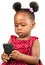 cute african american girl with mobile phone
