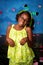 Cute African American Girl In Praying Mantis Costume