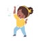 Cute African American Girl Singing and Dancing, Adorable Kid Having Fun and Enjoying Listening to Music Cartoon Vector