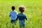 Cute african american little boys playing outdoor - Black peopl