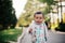 Cute african american toddler having fun outdoors