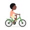 Cute african boy riding bike vector illustration.