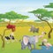 Cute African safari animal cartoon scene