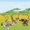 Cute African safari animal cartoon scene