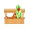 Cute african woman in green clothes sit in hot wood sauna