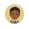 Cute Afro American child with bottle of milk satisfied facial expression. Drinking African dark-skinned toddler avatar.