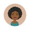 Cute Afro American crying woman avatar. Tearful African girl. Weeping dark-skinned cartoon model. Painful facial expression.