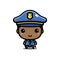 Cute afro male cop cartoon character wearing full police costume