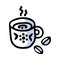 Cute afternoon cup of coffee clipart. Hand drawn breakfast drink kitchenware. Porcelain domestic crockery lineart in