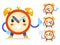 Cute alarm clock child ticker kid character icons symbols set isolated flat design vector illustration