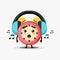 Cute alarm clock mascot listening to music