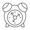 Cute alarm clock thin line icon, Kids toys concept, Children Watches sign on white background, Kids toy alarm clock icon