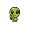 Cute alien cartoon character with peaceful fingers