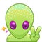 Cute Alien Giving Peace Sign