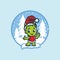 Cute alien with santa Hat Christmas Vector