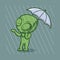 cute alien umbrella rain