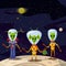 Cute Aliens In Space Suits, Spaceship Crew Cartoon Characters In space, vector, isolated