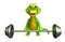 Cute Aligator cartoon character with clock