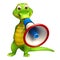 Cute Aligator cartoon character with loudspeaker