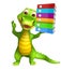 Cute Alligator cartoon character with files