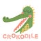 Cute alligator. Cartoon creative crocodile illustration in scandinavian style. print