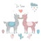 Cute Alpaca couple for Valentine`s day and love cards