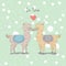 Cute Alpaca couple for Valentine`s day and love cards. Vector Illustration