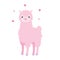 Cute alpaca. Pink llama. Cartoon lama with hearts. Kawaii style