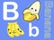 Cute alphabet letter B is for Banana in fruits and veggies flashcard collection for preschool kid learning English vocabulary