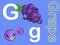 Cute alphabet letter G is for Grape  in fruits and veggies flashcard collection for preschool kid learning English vocabulary