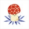 Cute amanita mushroom character. Vector illustration