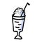 Cute American milkshake clipart. Hand drawn creamy blended dairy drink. Fresh summer smoothie lineart in flat color. monochrome