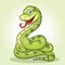 A cute anaconda Snake cartoon, circular sitting or standing while smiling.