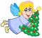 Cute angel with Christmas tree