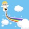 Cute angel in the sky with rainbow