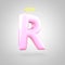 Cute angelic pink letter R uppercase with halo
